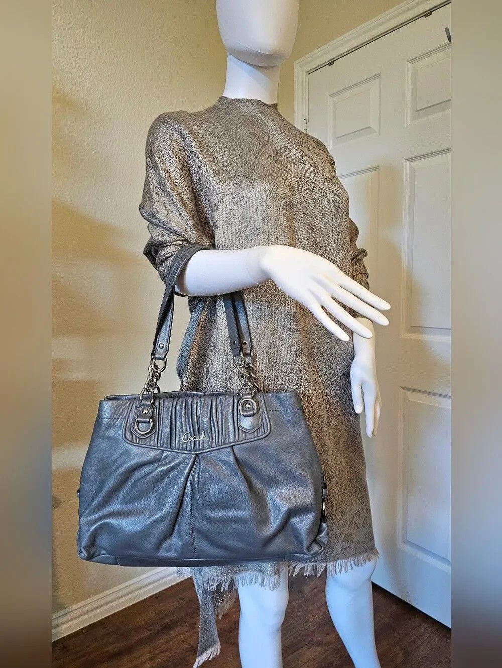 Coach Ashley Gathered Leather Carryall Tote